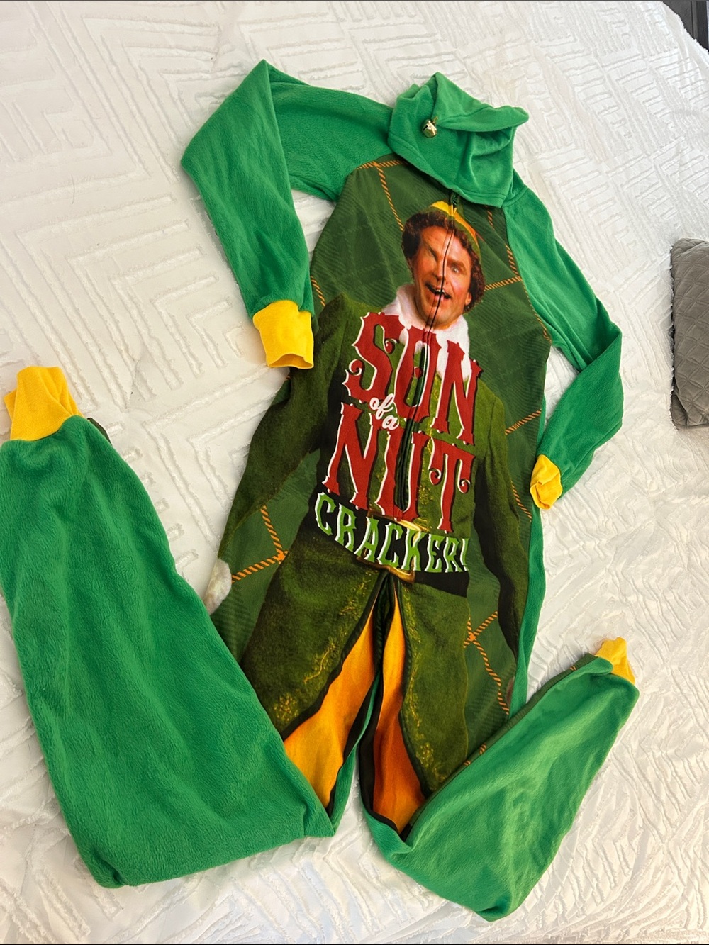Buddy the Elf Women's Fleece Son of A NutCracker Union Suit Pajama XS (0-2)